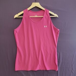Under Armour Heat Gear  Pink Fitted Tank Top. Size Large